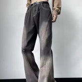 Threebooy Y2K Streetwear Vintage Grey Baggy Flare Jeans Pants For Men Clothing Loose Old Wide Leg Long Trousers Pantaloni Uomo